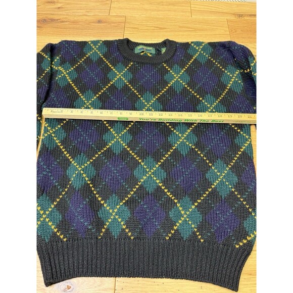 Embassy Row Sweater Men Large Pullover Wool Knit Argyle Vintage Blue Green - Picture 8 of 10